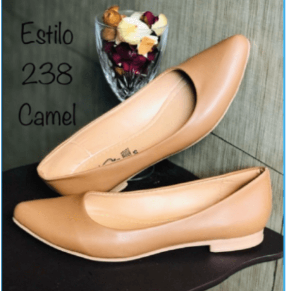 Shoes Style Flat for Lady in Beige Color